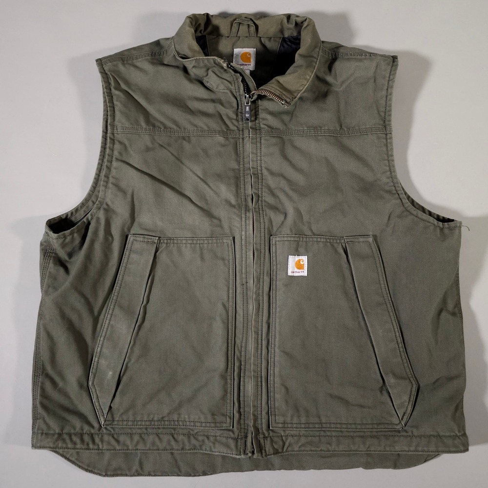 Carhartt Quick Duck Vest Mens 2XL Green Jefferson Canvas Workwear‎ 101494 307